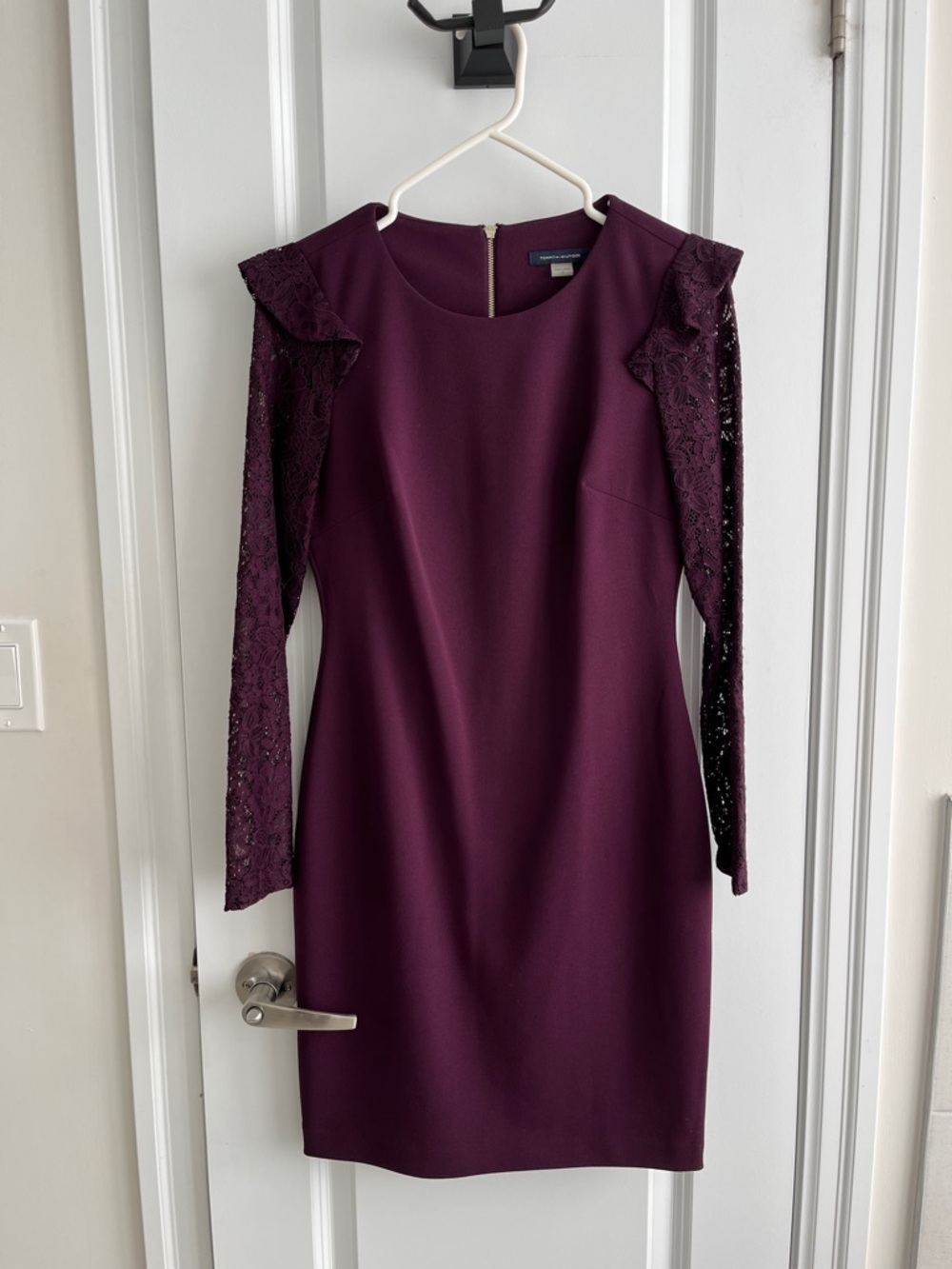 Tommy Hilfiger Plum Lace Sleeve Sheath Dress
